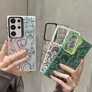 Чехол для телефона с защитой от падения с рисунком в виде линий для Samsung S24 S23 A55 A35 Xiaomi Redmi 13C Poco C65 iPhone 15 Huawei Honor противоударный защитный бампер Samsung A54 5G