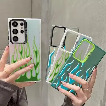 Чехол для телефона с защитой от падения с рисунком пламени для Samsung S24 S23 A55 A35 Xiaomi Redmi 13C Poco C65 iPhone 15 Huawei Honor противоударный защитный бампер Samsung A54 5G