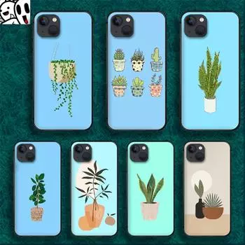 Чехол для телефона с зеленым растением для iPhone Samsung Galaxy Redmi Xiaomi Oppo OnePlus Note SA 7 8 9 10 11 12 13 14 20 21 22 23 53 54 Pro Max Plus Ultra TPU Soft iPhone 6 or 6S