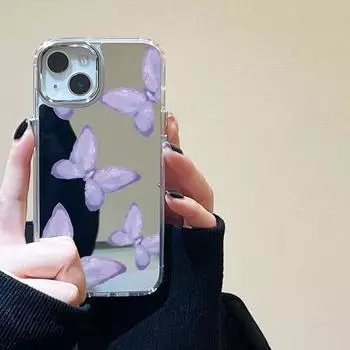 Чехол для телефона с зеркалом для макияжа и бабочкой для iPhone 11, чехол для iPhone 13 Pro 14 12 11 Pro Max X XR XS Max, модная мягкая задняя крышка Fundas For iPhone 14