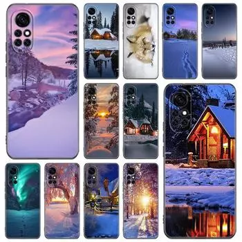 Чехол для телефона с зимним светом и снегом для Huawei Honor 60 50 SE 30S Mate 30 20 10 Lite 40 Nova 9 8 Pro Y60 8i 7i 7SE 5T Premium Huawei Nova 5T
