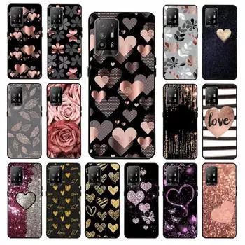 Чехол для телефона с золотистой розой и сердечком для OPPO A54 A74 A94 A53S A9 A5 A15 A16 A91 A96 A76 Reno8 8Pro Reno2 Z OPPO A5 2020