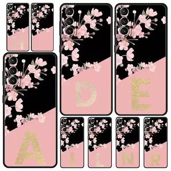 Чехол для телефона с золотыми буквами и цветами для Samsung Galaxy S24 S23 Ultra S22 S21 S20 FE 5G S10 S10E S9 Plus S8, мягкий силиконовый черный чехол Samsung S23 FE