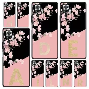 Чехол для телефона с золотыми буквами и цветами для Xiaomi Redmi Note 13 12 5G 9S 9 8 10 11 Pro 4G 9T 13C 12C 10C 9C 9A 7 Pro, силиконовый чехол Redmi Note 11Pro