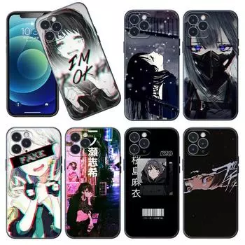 Чехол для телефона Sad Anime girl для Apple iPhone 12 13 Mini 11 Pro Max XR X XS MAX 8 7 6S 6 Plus SE 5S 5 2020, мягкий черный чехол из ТПУ iPhone 13