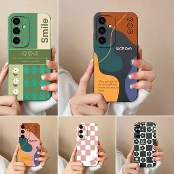 Чехол для телефона Samsung A05 A36 A56 A26 S25 Plus Ultra F14 A05S A16, модный чехол с рисунком в клетку, силиконовый модный эстетический чехол, защита для Samsung Samsung S25 5G