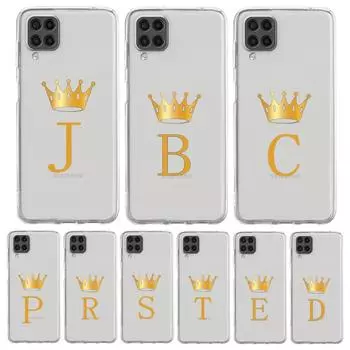 Чехол для телефона Samsung A13 A15 A25 A51 A71 A21S A11 A12 A31 A52 A41 A23 A53 A73 A32 5G A03S A05s, чехол с короной и буквами от A до b Art Samsung A52 5G