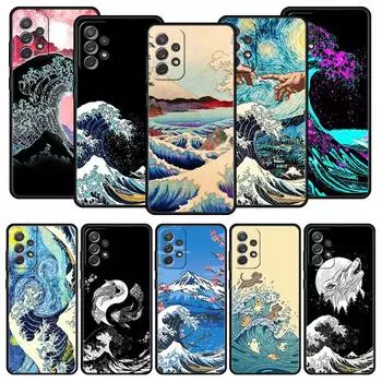 Чехол для телефона Samsung A13 A51 A71 A41 A31 A21S A11 A03S A12 A32 A52 A23 A33 A53 A73 5G Чехол Golden Great Wave Kanagawa Surf Samsung A01