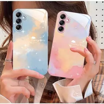 Чехол для телефона Samsung A14, A20, A30, S11 из жидкого стекла с градиентным цветом — ощущение высокого класса. Samsung A14 4G серебряный