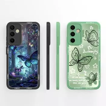 Чехол для телефона Samsung A15 A16 A26 A36 A56 M15 Модный эстетичный легкий мягкий протектор экрана с бабочкой жидкий силиконовый чехол для пар Samsung Samsung A15