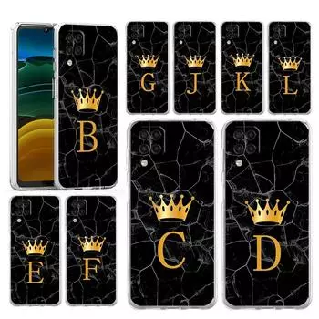Чехол для телефона Samsung A54 A52 A50 A70 A10 A30 A40 A20S A20E A02S A12 A14 A22 A24 A42 A34 A32 5G A04s Cover Crown Letter A To Z Samsung A70