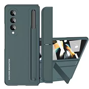 Чехол для телефона Samsung Fold4 S Pen Slot для Samsung Galaxy Z Fold4 Fold 4 с полной защитой, закаленное стекло, пленка, чехлы for Samsung Z Fold 4 чёрный