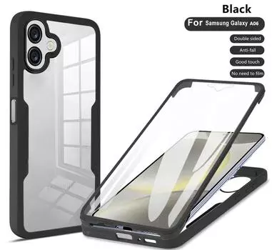 Чехол для телефона Samsung Galaxy A06 360 Полная защита Встроенная защита экрана for Samsung Galaxy A06 чёрный