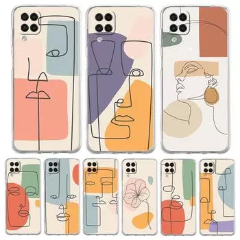 Чехол для телефона Samsung Galaxy A13 A51 A71 A21S A12 A31 A52 A41 A23 A53 A73 A32 5G A03S, чехол для пар, цветок, одна линия, настенное искусство Samsung A11