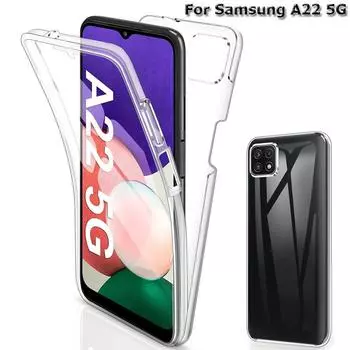 Чехол для телефона Samsung Galaxy A22 5G 360° двойной прозрачный силиконовый мягкий противоударный Samsung Galaxy A22 5G чистый