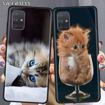 Чехол для телефона Samsung Galaxy A32 A52 A72 4G A21S A51 A71 A50 A70 A10 A20 A20E A30 A40 A51 5G Soft Shell Забавный котенок кошка Samsung A10