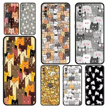 Чехол для телефона Samsung Galaxy A52 A14 A50 A70 A10S A30 A40 A20S A20E A02S A12 A22 A72 A32 5G A04s мультяшные коты фон крышка Samsung A02