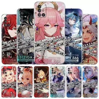 Чехол для телефона Samsung Galaxy A52 A32 A71 A21s A12 A22 A51 A50 A33 A31 A41 A72, роскошный чехол, мягкий чехол Genshin Impact аниме Samsung A12