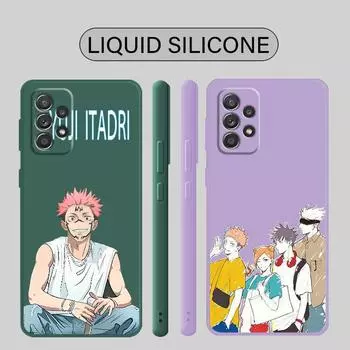 Чехол для телефона Samsung Galaxy A72 A22 A33 A32 A13 A12 A52s A13 A52 A53 A42 A73 Jujutsu Kaisen Yuji Itadori Square Liquid Cover Samsung A13 5G