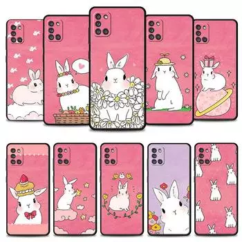 Чехол для телефона Samsung Galaxy A73 A53 A71 A51 A41 A31 A33 A22 A12 A21s A13 A32 A52s A72 A52 A23 Flower Love Pink Cute Rabbit Samsung A33 5G