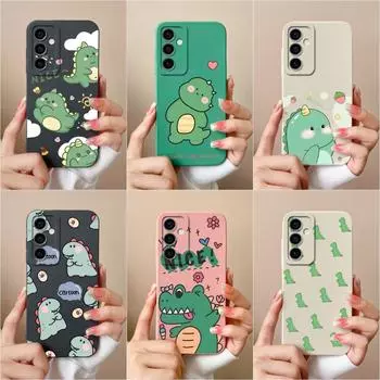 Чехол для телефона Samsung Galaxy F15 A15 S24 + M15 A35 A55 S24 Ultra Capas Прекрасный динозавр с мультяшным узором Матовый жидкий силикон Роскошные чехлы для Samsung Samsung A15