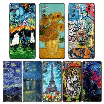 Чехол для телефона Samsung Galaxy M62 M52 M51 M32 M31 M22 M11 F62 F52 F42 F22 F12 Чехлы Кот Ван Гог Звездная ночь картина маслом Samsung M01