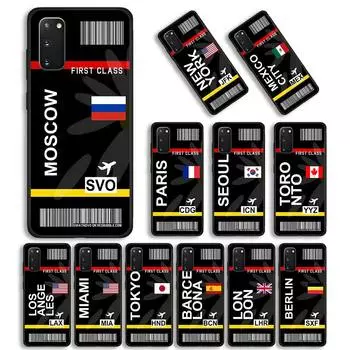 Чехол для телефона Samsung Galaxy S20 FE S21 Ultra 5G S8 S9 S10 S20 Plus S10e, чехол из ТПУ, черный чехол, эксклюзивная этикетка для авиабилетов Samsung S21 FE
