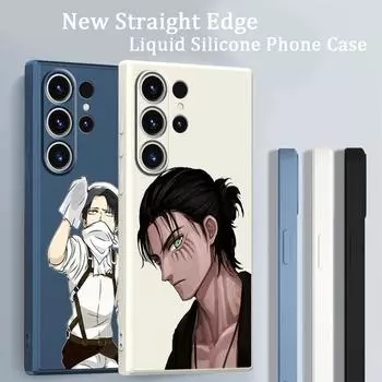 Чехол для телефона Samsung Galaxy S20 S23 Ultra Note 20 Ultra S21 Note 10 Plus 8 9 квадратный жидкий чехол «Атака Титанов» аниме Samsung Note 8
