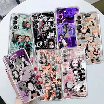 Чехол для телефона Samsung Galaxy S22 S20 S21 Ultra S10 S9 S8 Plus FE Note 20 10 Lite 9, прозрачный чехол Fundas Demon Slayer Anime Samsung Note 10 Lite