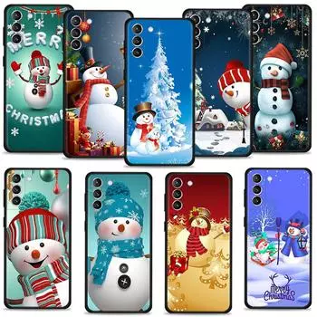 Чехол для телефона Samsung Galaxy S22 S21 S20 Plus S10 S8 S7 S9 S10e Ultra FE Edge силиконовый чехол милый рождественский снеговик Samsung S7