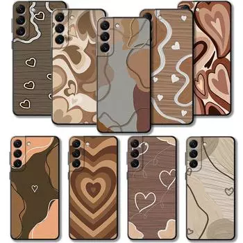 Чехол для телефона Samsung Galaxy S23 S22 S21 S20 Fe Ultra S10 S9 S8 Plus Note 20ultra 10plus Модная коричневая текстура с текстурой дерева Love Samsung Note 10 Plus