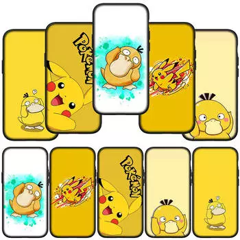 Чехол для телефона Samsung Galaxy S23 S24 iPhone 16 15 14 Xiaomi Redmi Note 13 12 11 8 Plus 10 9 Pro Max X XR OPPO Huawei Psyduck Pokemon GO Pikachu Cover for Redmi Note 8T болюс