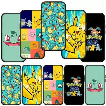Чехол для телефона Samsung Galaxy S23 S24 iPhone 16 15 14 Xiaomi Redmi Note 13 12 11 Plus 10 9 Pro Max X XR OPPO Huawei Pokemon GO Pikachu Squirtle Cover for Samsung Galaxy A73 ceil