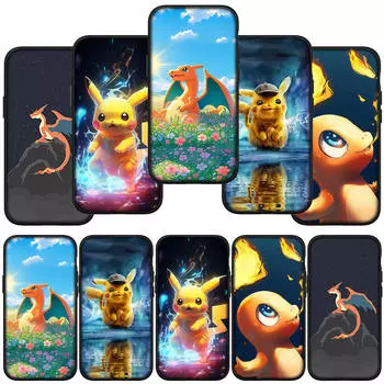 Чехол для телефона Samsung Galaxy S23 S24 iPhone 16 15 14 Xiaomi Redmi Note 13 12 11 8 Plus 9 Pro Max X XR OPPO Huawei Pikachu Pokemon GO Charmander Cover for Samsung Galaxy A55 5G аэро