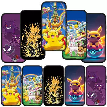 Чехол для телефона Samsung Galaxy S23 S24 iPhone 16 15 14 Xiaomi Redmi Note 13 12 11 8 Plus 10 9 Pro Max X XR OPPO Huawei Cartoon Pokemon GO Pikachu Cover for iPhone 6 Plus ceil