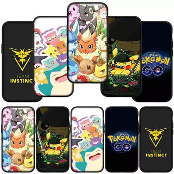 Чехол для телефона Samsung Galaxy S23 S24 iPhone 16 15 14 Xiaomi Redmi Note 13 12 11 8 Plus 10 9 Pro Max X XR OPPO Huawei Lovely Pokemon GO Pikachu Cover for iPhone 15 Plus аэро