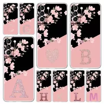 Чехол для телефона Samsung Galaxy S24 Plus S23 S22 S21 S20 FE Ultra 5G S10 S10E S9, мягкий прозрачный силиконовый чехол с розовым рисунком и цветком S22 Plus 5G