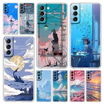 Чехол для телефона Samsung Galaxy S24 Plus S23 S22 S21 S20 FE Ultra 5G S10 S10E S9 Мягкий прозрачный чехол Funda de verano Sky para Samsung S21Ultra