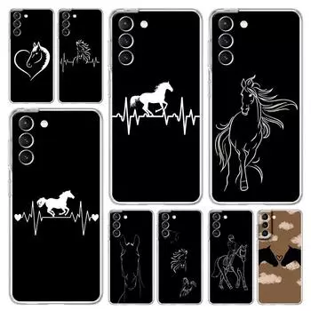 Чехол для телефона Samsung Galaxy S24 Plus S23 S22 S21 S20 FE Ultra 5G S10 S10E S9 Мягкий прозрачный силиконовый чехол с изображением животного и лошади Samsung S23 FE