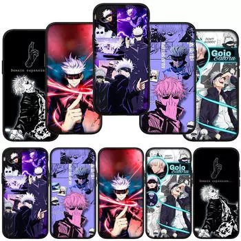 Чехол для телефона Samsung Galaxy S24 S23 iPhone 15 14 Xiaomi Redmi Note 13 12 11 8 10 9 Pro Max X XR OPPO Huawei Cartoon Gojo Satoru Jujutsu Kaisen Cover