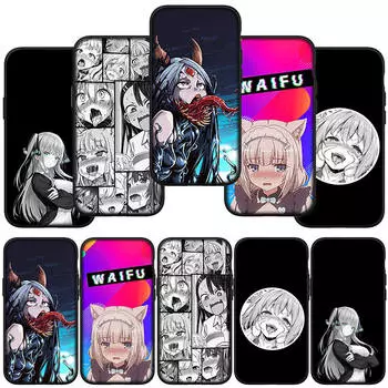 Чехол для телефона Samsung Galaxy S24 S23 iPhone 15 14 Xiaomi Redmi Note 13 12 11 8 10 9 Pro Max X XR OPPO Huawei Ahegao Hentai Manga Harajuku Anime Girl