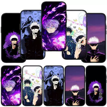 Чехол для телефона Samsung Galaxy S24 S23 iPhone 15 14 Xiaomi Redmi Note 13 12 11 8 10 9 Pro Max X XR OPPO Huawei Anime Jujutsu Kaisen Gojo Satoru Cover