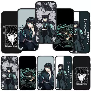 Чехол для телефона Samsung Galaxy S24 S23 iPhone 15 14 Xiaomi Redmi Note 13 12 11 8 10 9 Pro Max X XR OPPO A15 Huawei Demon Slayer Muichiro Tokito Cover for OPPO A54S болюс