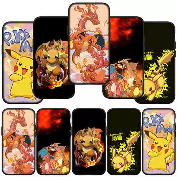 Чехол для телефона Samsung Galaxy S24 S23 iPhone 15 14 Xiaomi Redmi Note 13 12 11 8 Plus 10 9 Pro Max X XR OPPO Huawei Charmander Pokemon GO Pikachu Cover for Samsung Galaxy A31 экрю