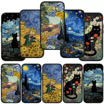 Чехол для телефона Samsung Galaxy S24 S23 iPhone 15 14 Xiaomi Redmi Note 13 12 11 8 10 9 Pro Max X XR OPPO A15 Huawei Starry Night Van Gogh Painting Cover for iPhone 13 Mini ceil