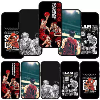 Чехол для телефона Samsung Galaxy S24 S23 iPhone 15 14 Xiaomi Redmi Note 13 12 11 8 10 9 Pro Max X XR OPPO A15 Huawei Cartoon Slam Dunk Basketball Cover