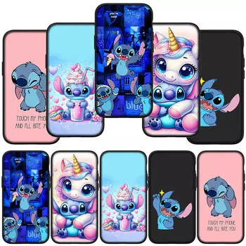 Чехол для телефона Samsung Galaxy S24 S23 iPhone 15 14 Xiaomi Redmi Note 13 12 11 8 10 9 Pro Max X XR OPPO A15 Huawei Blue Lilo Stitch Lovely Cover