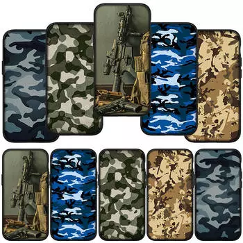 Чехол для телефона Samsung Galaxy S24 S23 iPhone 15 14 Xiaomi Redmi Note 13 12 11 8 10 9 Pro Max X XR OPPO Huawei Camo Military Army Camouflage Art Cover