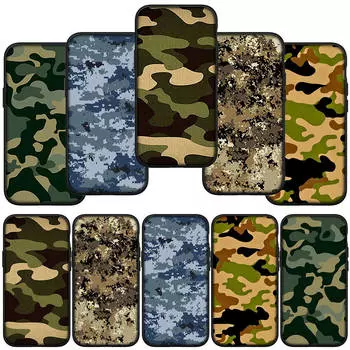 Чехол для телефона Samsung Galaxy S24 S23 iPhone 15 14 Xiaomi Redmi Note 13 12 11 8 10 9 Pro Max X XR OPPO Huawei Camo Military Army Camouflage Pattern