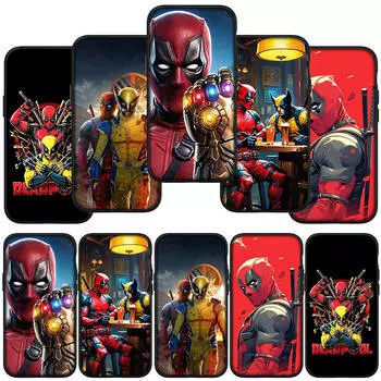 Чехол для телефона Samsung Galaxy S24 S23 iPhone 15 14 Xiaomi Redmi Note 13 12 11 8 10 9 Pro Max X XR OPPO A15 Huawei Marvel Wolverine Deadpool Cover for Samsung Galaxy Note 20 Ultra аэро